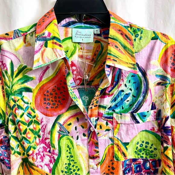 COPY - True Destinations Tropical Fruit Swim Cover Up Shirt/Dress Size Medium - Picture 4 of 11
